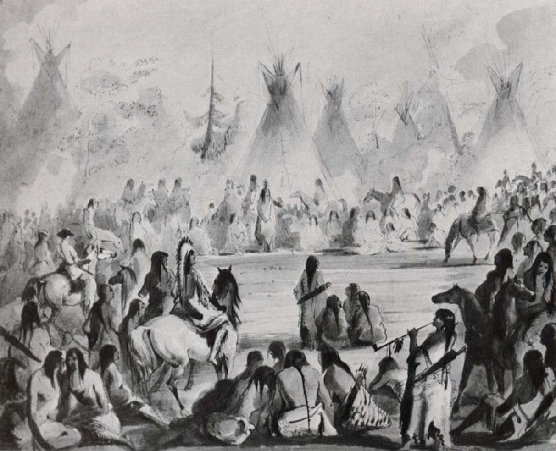 Miller, Alfred Jacob Indians Assembled in Grand Council to Hold a Talk